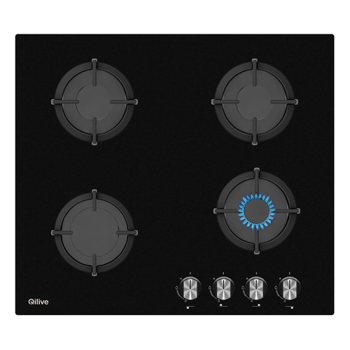 Placa de gas QILIVE Q-6392 600168695, 4 quemadores, H: 59cm, A: 52cm.
