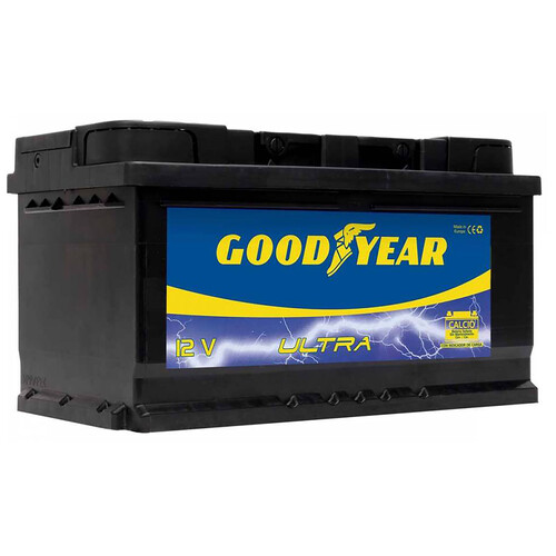 Batería de coche 90Ah, arranque 780A, 12V, L: 26cm, A: 17,3cm, H: 22,2cm, GOODYEAR.