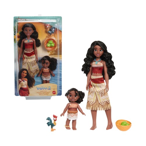 Vaiana 2: Set Muñecas Vaiana y Su Hermana con Accesorios y Heihei, Disney +3 Años MATTEL