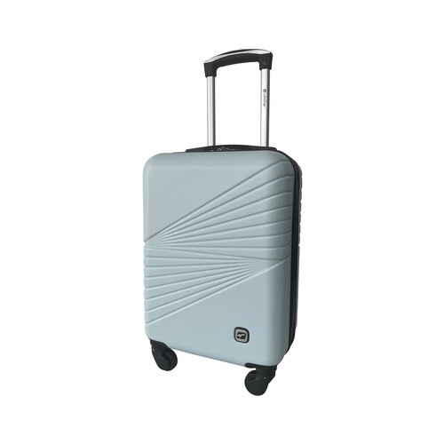 Maleta rígida de cabina tipo trolley de 50cm, 8 ruedas, color azul claro, AIRPORT ALCAMPO.