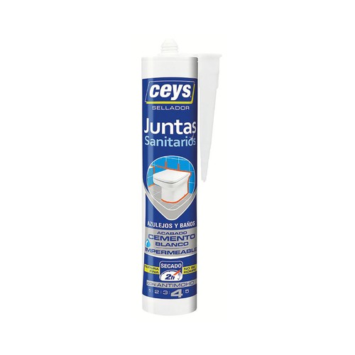 Sellador de juntas para sanitarios blanco CEYS, 290ml.
