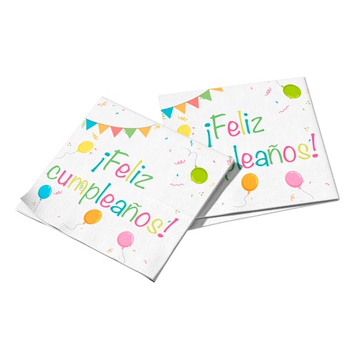 21 servilletas fsc 33x33cm feliz cumpleaños. LIRAGRAM.