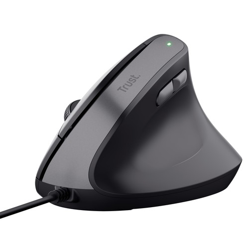 Ratón ergonómico óptico con cable TRUST Bayo II, color negro.