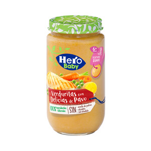 HERO BabyTarrito de verduritas con delicias de pavo, a partir de 6 meses 235 g.