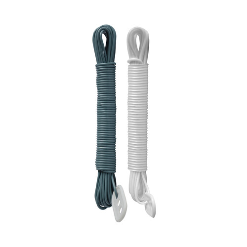 Cuerda de tender plastificada de 10 metros, color azul o blanco, ACTUEL.