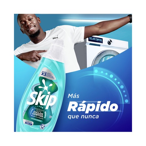 SKIP Detergente líquido eficacia express, especial ciclos cortos 54 lavados.