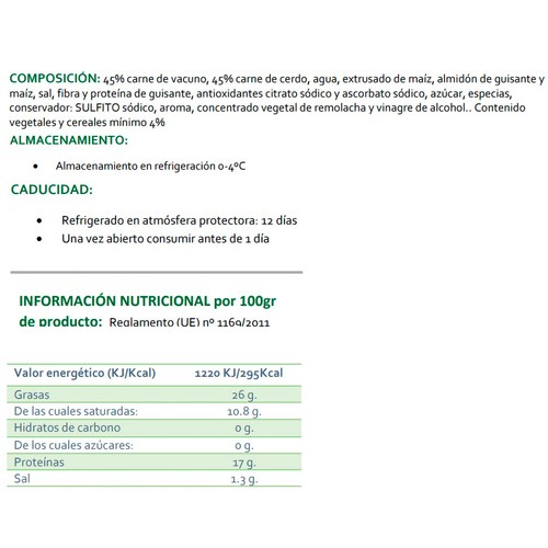 EL ENCINAR DE HUMIENTA La noble Preparado carne picada mixta (vacuno - cerdo) 500 g.
