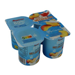 Imagen de AUCHAN Yogur desnatado (0.0% materia grasa) con trozos de melocotón 4 x 125 g. Producto Alcampo