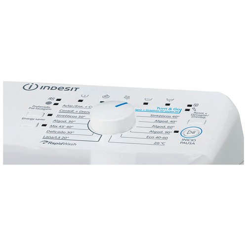 Lavadora de carga superior INDESIT BTW S72200 SP/N 7KG, clasificación energética: E, 1200RPM, H: 90cm, A: 40cm, F: 60cm.
