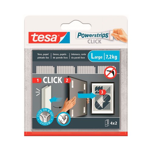 Tiras cuelga cuadros TESA Powerstrips click 4x2L.
