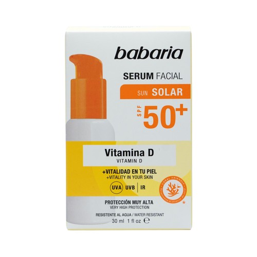 BABARIA Sérum facial protector con vitamina D y FPS 50+ (muy alto) 30 ml.