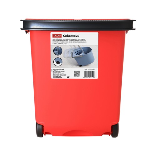 TATAY Cubo de fregona con escurridor de color rojo con 12 l.