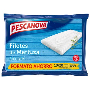 Imagen de PESCANOVA Filetes de merluza sin piel de tamaño pequeño (10 / 20), ideales para plancha y rebozar PESCANOVA 800 g.