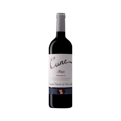 Vino tinto reserva con denominación de origen calificada Rioja CUNE botella de 75 cl.