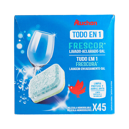 Detergente para lavavajillas para máquinas, frescor Todo en 1 PRODUCTO ALCAMPO 45 uds. x 16 g.
