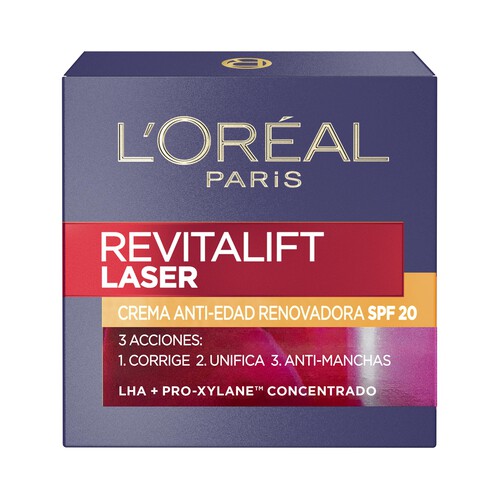 L´ORÉAL PARIS Crema de día anti-edad y renovadora con SPF 20 y Proxylane L'ORÉAL PARIS Revitalift laser 50 ml.
