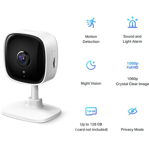 Cámara Wi-Fi vigilancia inteligente de interior TP-LINK Tapo TC60, detección movimiento, video 1080p, vision nocturna.