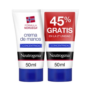 NEUTRÓGENA Crema de manos concentrada con perfume, para alivio inmediato de manos secas NEUTRÓGENA 2 x 50 ml.