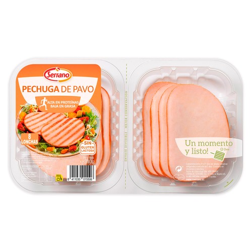 SERRANO Pechuga de pavo cortada en lonchas 310 g.