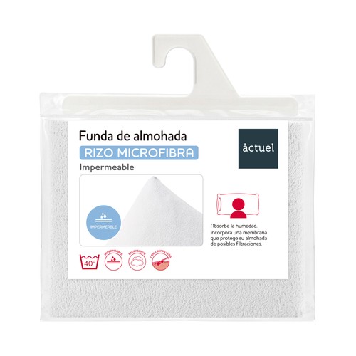 Almohada T90 rizo, impermeable 100% poliester y 100% polietileno, VELAMEN