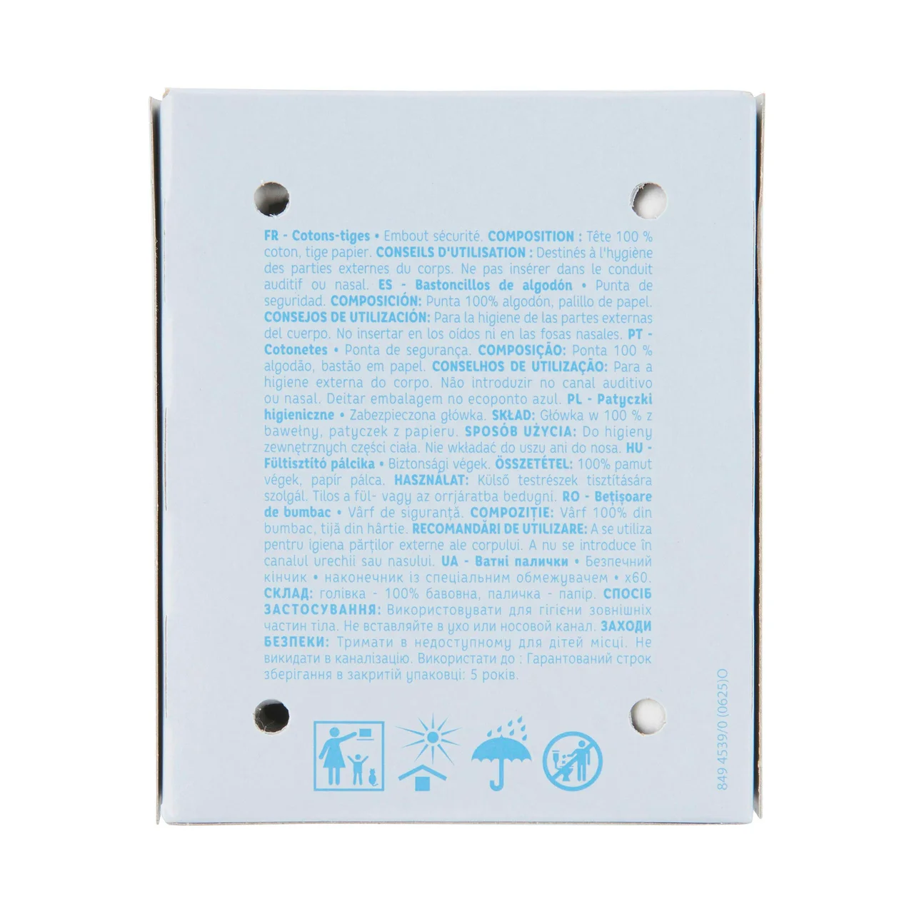 PRODUCTO ALCAMPO Baby Bastoncillos de algodón (100%) con punta de seguridad y palillo de papel 60 uds.