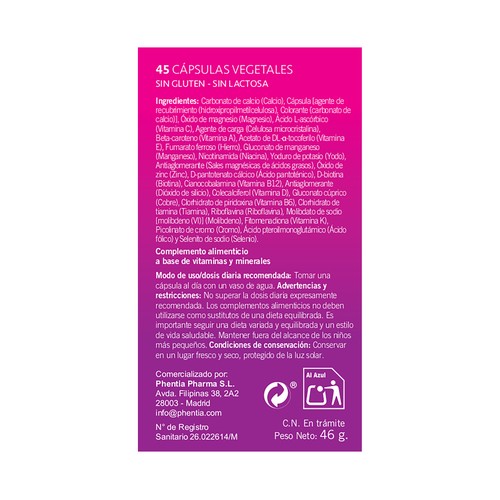 ONEVIT Multivitamínico (13) y multiminerales (11) especial mujer 45 uds.