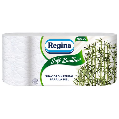 REGINA Soft bambú Papel higiénico de 3 capas, con suaves fibras de bambú 8 rollos
