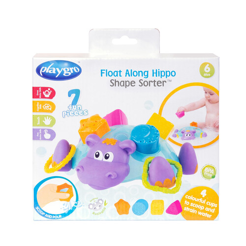Hipopótamo flotante con clasificador de formas para baño, PLAYGRO.