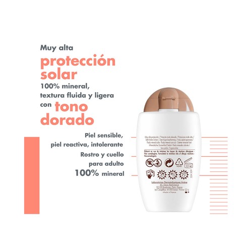 THERMALE AVÉNE Fluido mineral con color y FPS 50+ (muy alto), para pieles sensibles 40 ml.