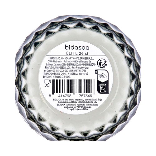Vaso de vidrio de 26 cl, color gris, BIDASOA