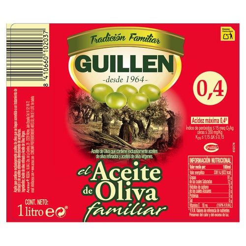 GUILLEN Aceite de oliva suave botella 1 l.