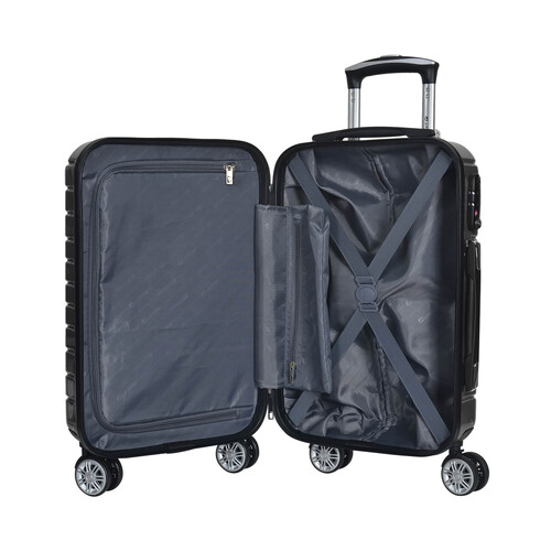 Maleta de cabina rígida de color gris de 55 cm y 8 ruedas ABS, AIRPORT ALCAMPO.