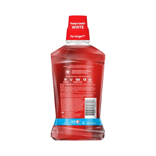 COLGATE Max white Enjuague bucal diario sin alcohol, con acción blanqueante y con CPC 500 ml.
