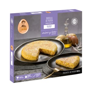 Tortilla de patata con cebolla, lista para calentar y comer 600 g.