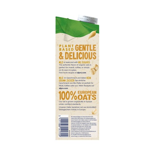 ALPRO Bio Bebida vegetal ecológica de avena, sin azúcares 1 l.