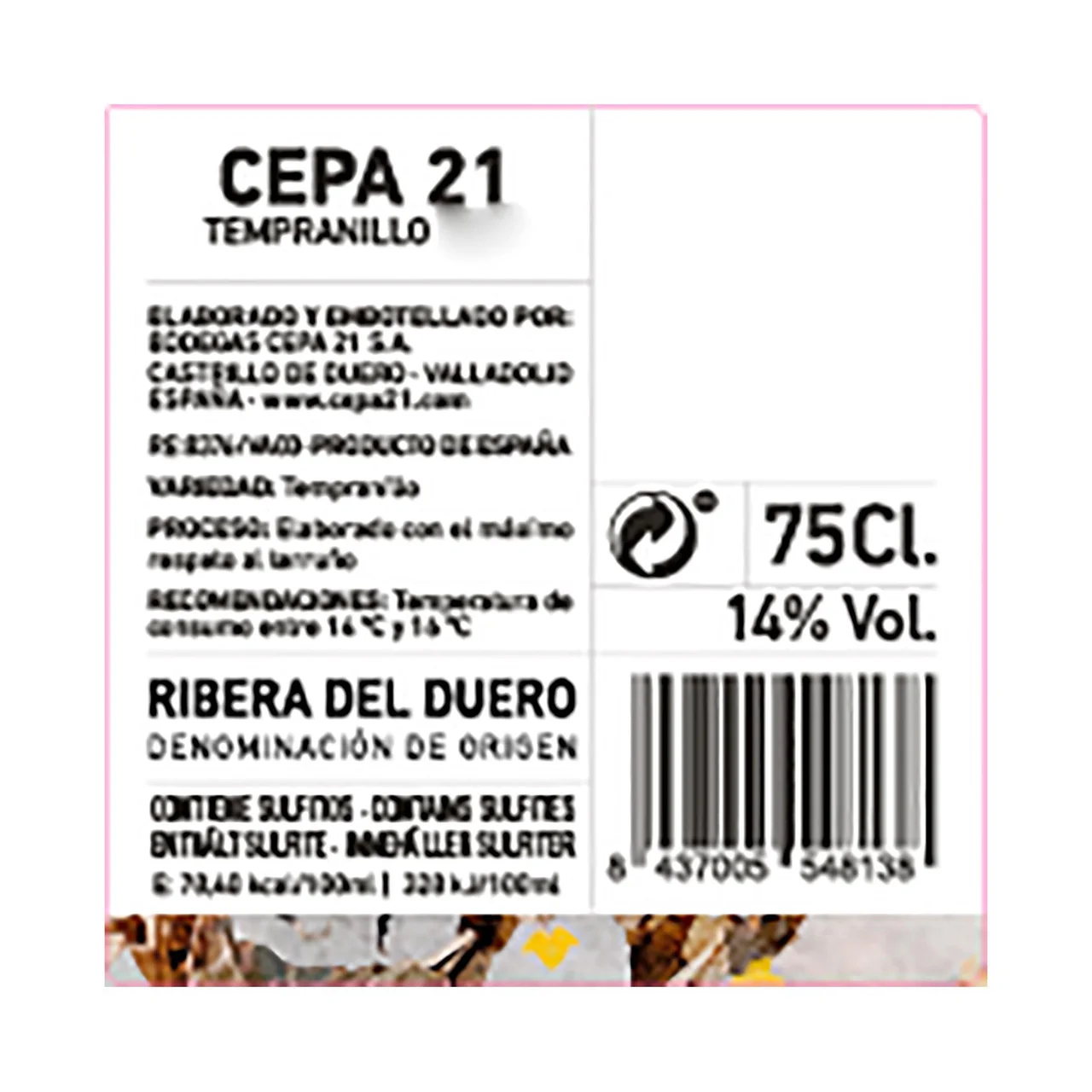CEPA 21 Vino tinto con D.O. Ribera del Duero botella 75 cl.