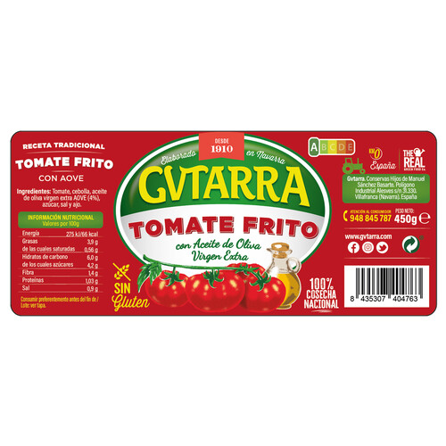 GVTARRA Tomate frito 450 gr.