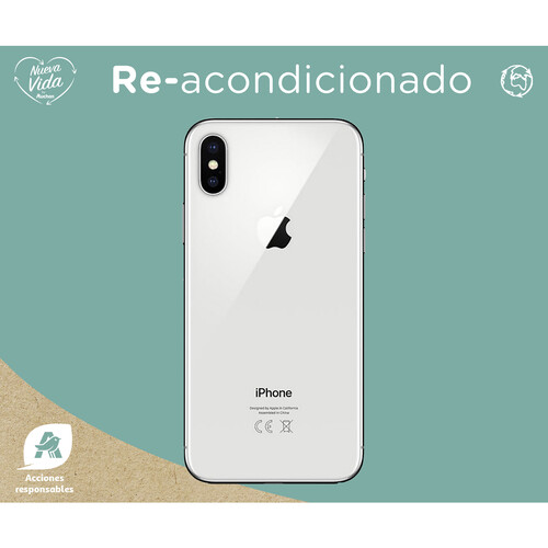 Apple iPHONE X 64GB silver (REACONDICIONADO), pantalla 14,7cm (5,8).