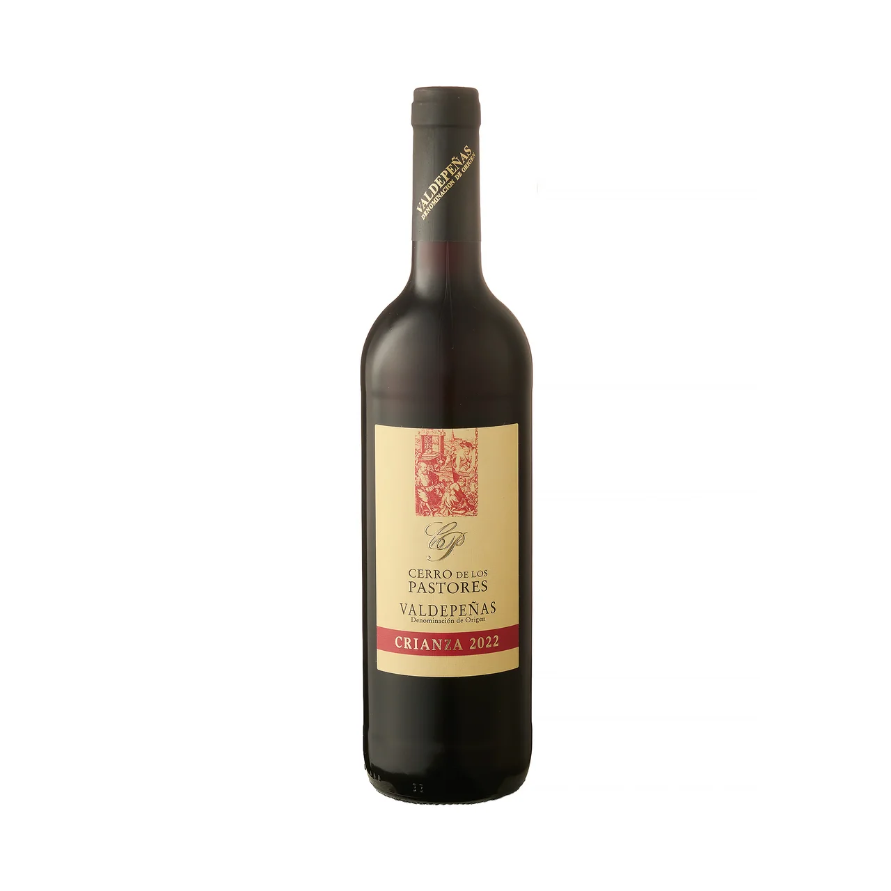 CERRO DE LOS PASTORES Vino tinto crianza con D.O. Valdepeñas botella 75 cl.