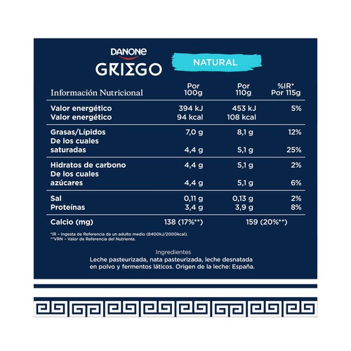 DANONE Yogur griego natural 920 g.