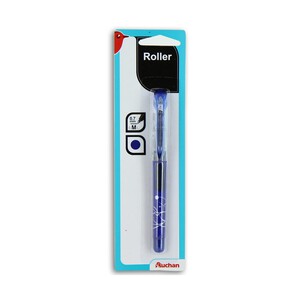 Bolígrafo tipo roller, punta media y grosor de 0.7 mm, con tinta líquida color azul PRODUCTO ALCAMPO.