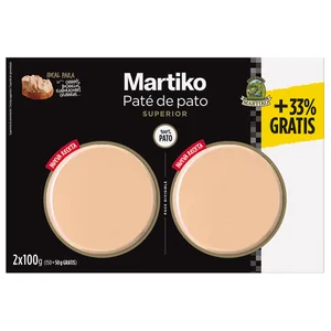 MARTIKO Paté de pato superior (100% pato) 2 x 100 g.