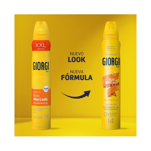 GIORGI Espuma fijadora (4) efecto rizo marcado, apta para método "Curly" 250 ml.