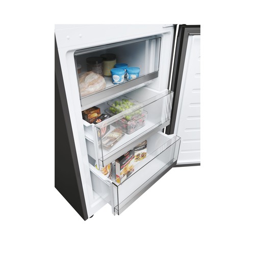 Frigorífico combi 185cm HAIER HDPR3618DNPD DARK INOX, NO FROST, clasificación energética: D, H: 185cm, A: 59,5cm, F: 66,7cm, capacidad total: 355L.