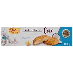 REGLERO Galletas de mantequilla rellenas de coco 100 g.
