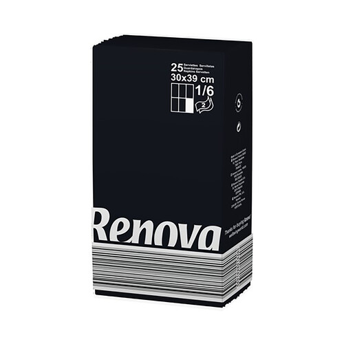 RENOVA Servilletas desechables color negro, 30 x 39 cm doble capa RENOVA 25 uds.