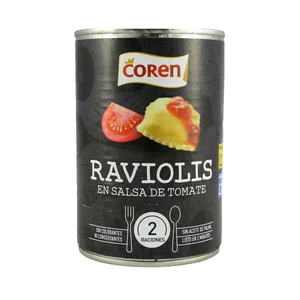 COREN Raviolis al huevo con salsa de tomate en lata 420gr