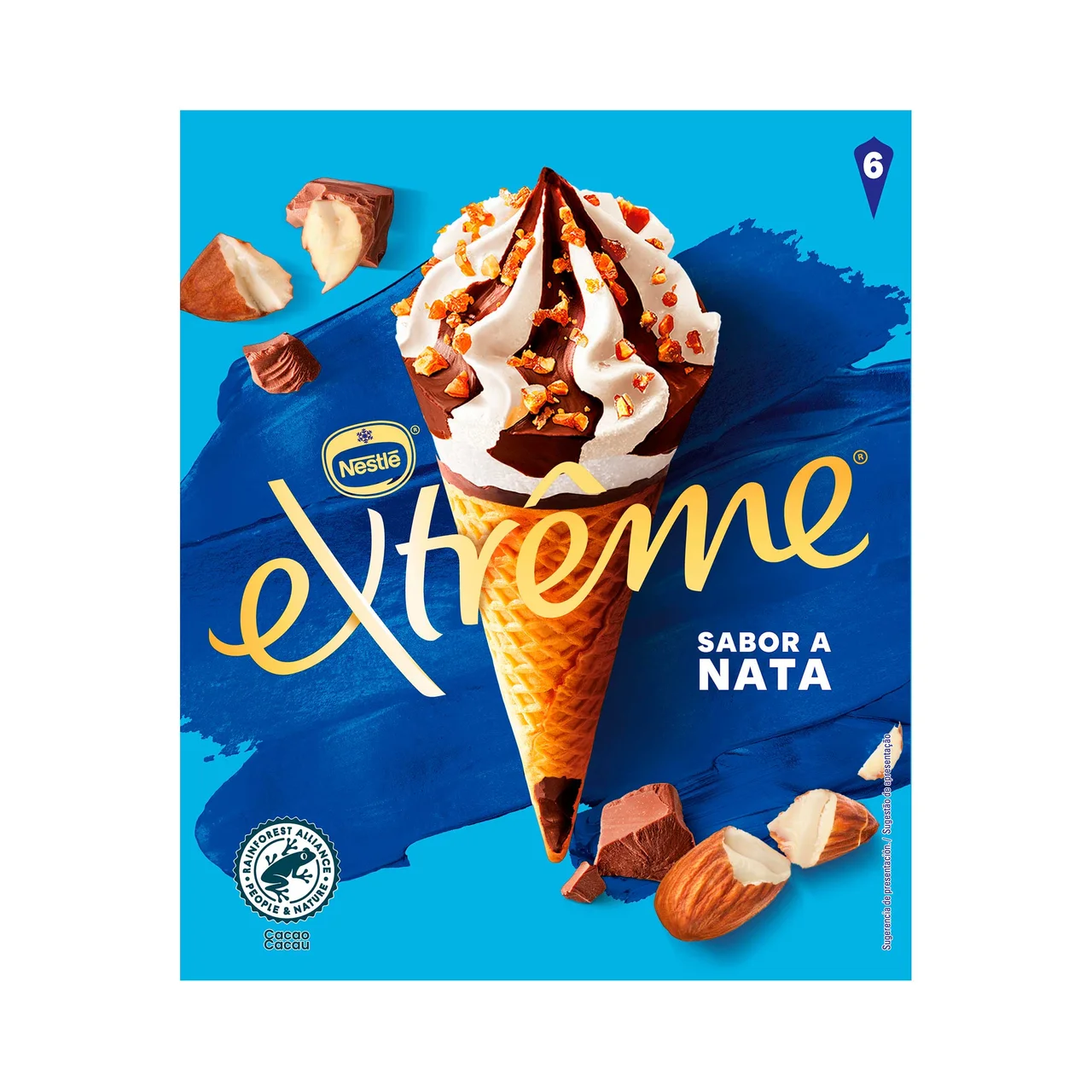De Nestlé Conos de helado de nata con almendra caramelizada y salsa de chocolate 6 x 110 ml.