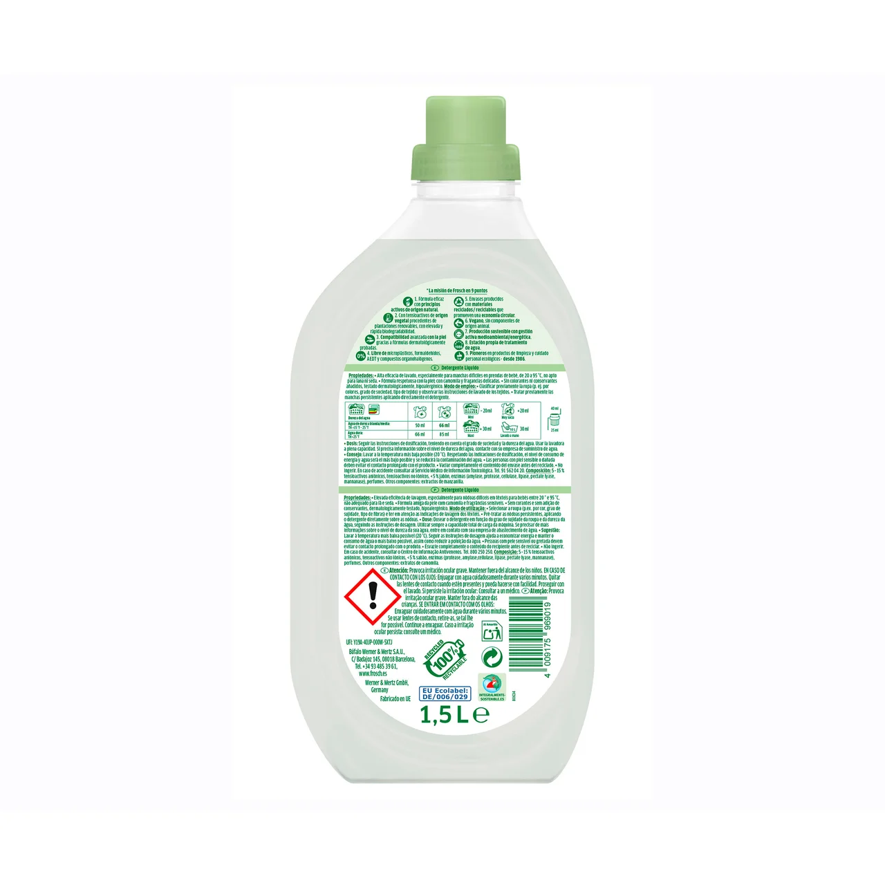 FROSCH Baby Detergente líquido ecológico especial para ropa de bebé 21 DS