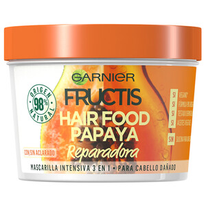 FRUCTIS Mascarilla capilar reparadora con papaya, para cabello dañado FRUCTIS Hair food de Garnier 390 ml.